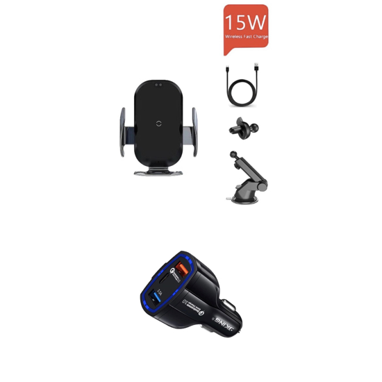 Poza cu Set incarcator auto fast wireless chargers, 15W, Automatic SMART sensor, Incarcator auto fast 7A