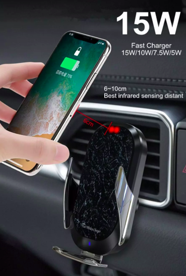 Poza cu Set 5 buc, Incarcator auto fast wireless chargers, 15W, Automatic SMART sensor, negru