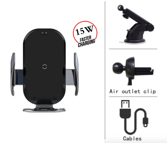 Poza cu Set 5 buc, Incarcator auto fast wireless chargers, 15W, Automatic SMART sensor, negru