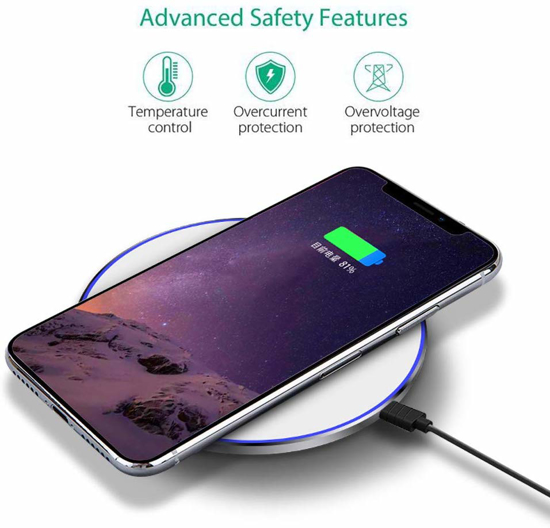 Poza cu Incarcator wireless super fast charge  , Aluminum Ultra Slim 15W,WHITE +Incarcator FAST Chargers 18W 3.0