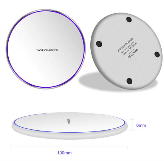 Poza cu Incarcator wireless super fast charge  , Aluminum Ultra Slim 15W,WHITE +Incarcator FAST Chargers 18W 3.0