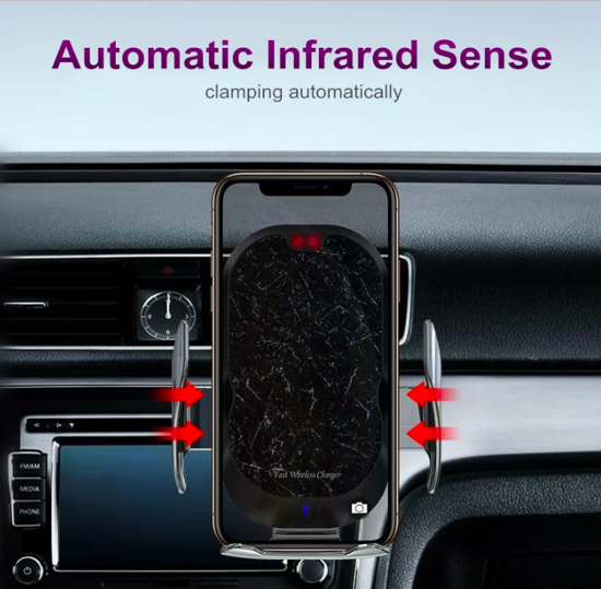 Poza cu Incarcator car Automatic sensor,fast wireless chargers ,pentru iphone 11promax/ 8+ /X /Xr /Xs / XsMAX,  samsung s10,9,s9+,note8,9 ,huawei mare 30 pro 15W,+Incarcator fast Auto usb 12V/3.5A