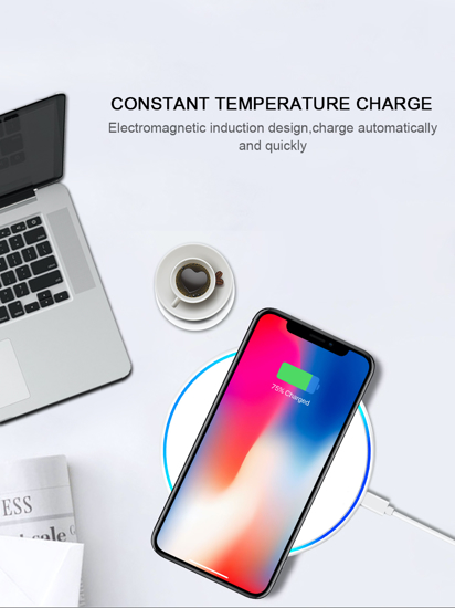 Poza cu Incarcator wireless super fast charge  , Aluminum Ultra Slim 15W,WHITE +Incarcator FAST Chargers 18W 3.0