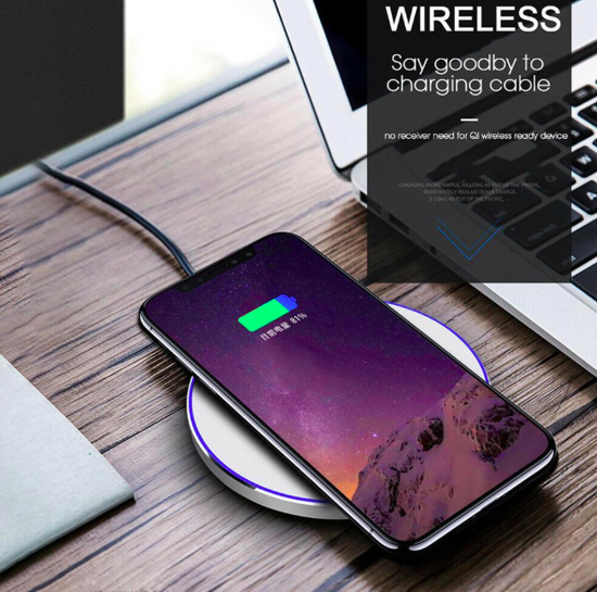 Poza cu Incarcator wireless super fast charge  , Aluminum Ultra Slim 15W,WHITE +Incarcator FAST Chargers 18W 3.0