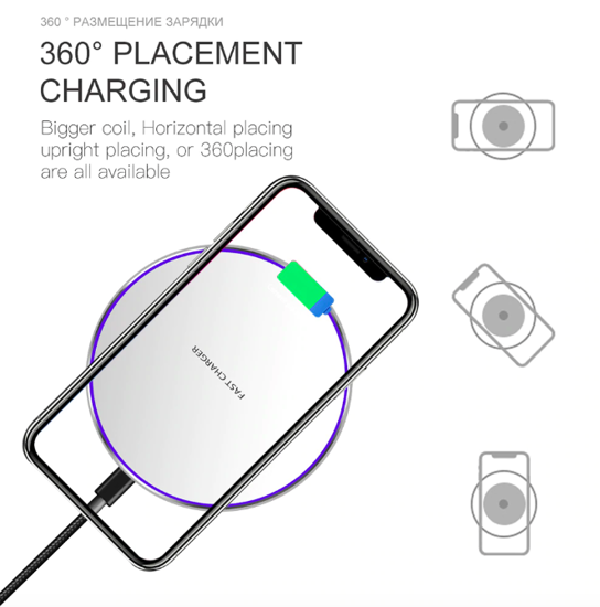 Poza cu Incarcator wireless super fast charge  , Aluminum Ultra Slim 15W,WHITE +Incarcator FAST Chargers 18W 3.0