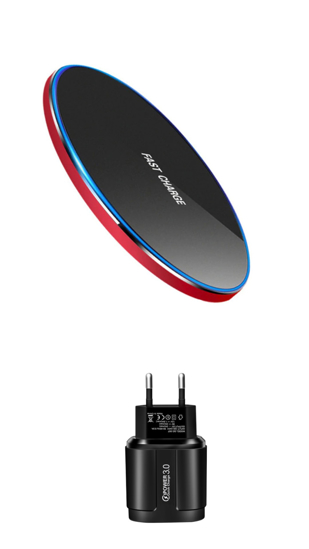 Poza cu Incarcator wireless fast charge 15W,,Ultra Slim 15W +Incarcator FAST Chargers 18W/3.0 - black/red