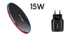 Imagine Incarcator wireless fast charge 15W,,Ultra Slim 15W +Incarcator FAST Chargers 18W/3.0 - black/red