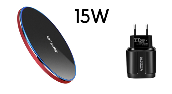 Poza cu Incarcator wireless fast charge 15W,,Ultra Slim 15W +Incarcator FAST Chargers 18W/3.0 - black/red