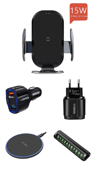 Imagine Set 5 buc : Incarcator car Automatic sensor,fast 15W,wireless chargers universal,  iPhone11,1promax,xs, xsmax ,samsung ,s10, s9 ,note10,9,8