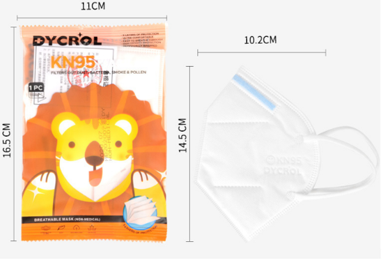 Poza cu Masca KN95 , Pentru Copii 5-12 Ani Set 10 buc, alb ,Ambalaj Individual