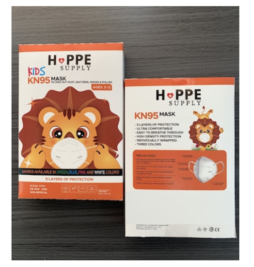 Poza cu Masca KN95 , Pentru Copii 5-12 Ani Set 10 buc, alb ,Ambalaj Individual
