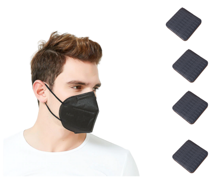 Imagine Set 10 bucati Masca de protectie KN95 FFP2 plus 4 bucati cutii portabile pentru depozitare,negru