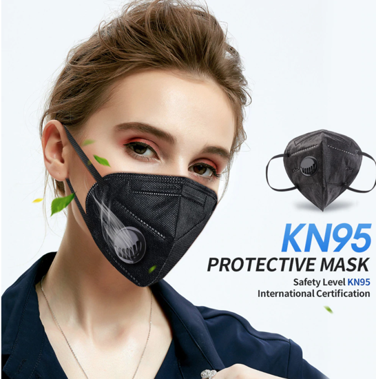 Poza cu Set 10 Bucati Masca De Protectie KN95 FFP2 cu valve Plus 4 Bucati Cutii Portabile Pentru Depozitare,Negru