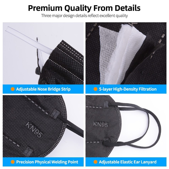 Poza cu Set 10 Bucati Masca De Protectie KN95 FFP2 cu valve ,Negru Plus 1bucata Cutii Portabile Pentru Depozitare