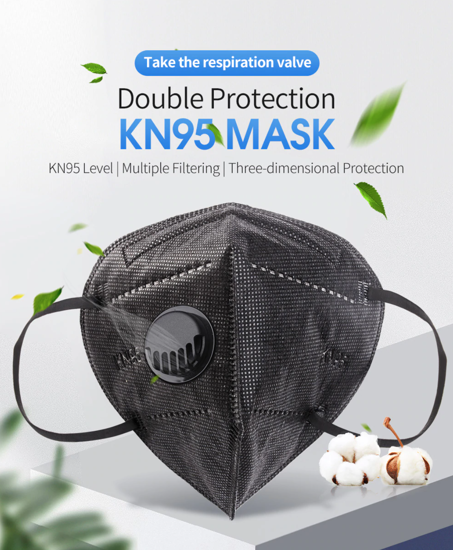 Poza cu Set 10 Bucati Masca De Protectie KN95 FFP2 cu valve ,Negru Plus 1bucata Cutii Portabile Pentru Depozitare