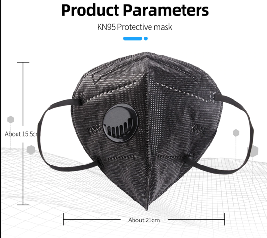 Poza cu Set 10 Bucati Masca De Protectie KN95 FFP2 cu valve ,Negru Plus 1bucata Cutii Portabile Pentru Depozitare