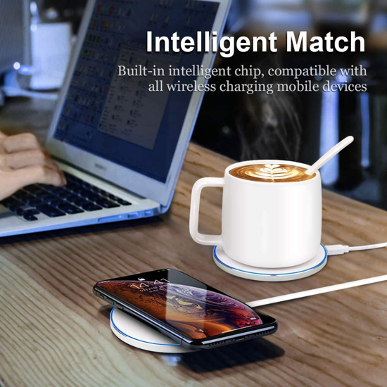 Poza cu 2 in1 Incarcator wireless 15W fast charge si  incalzitor de cana wireless ,pentru iPhone 12,12mini,12pro,12promax