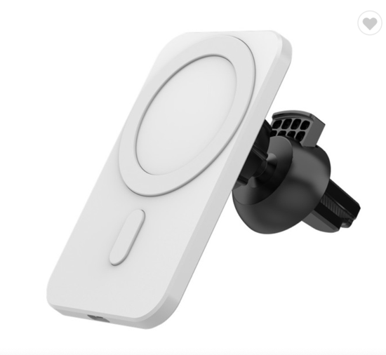 Poza cu Set Incarcator magnetic wireless car charger alb, pentru iPhone 12/12 Pro/12 Pro Max/12 Mini, plus incarcator auto 7A