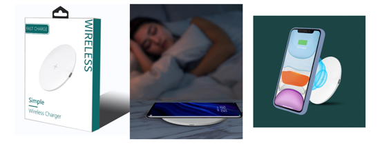 Poza cu Incarcator wireless Fast Charge cu incarcare rapida 15W ,e-smartgadget®,alb