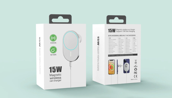 Poza cu Set Incarcator magnetic wireless car charger alb, pentru iPhone 12/12 Pro/12 Pro Max/12 Mini, plus incarcator auto 7A ,X16