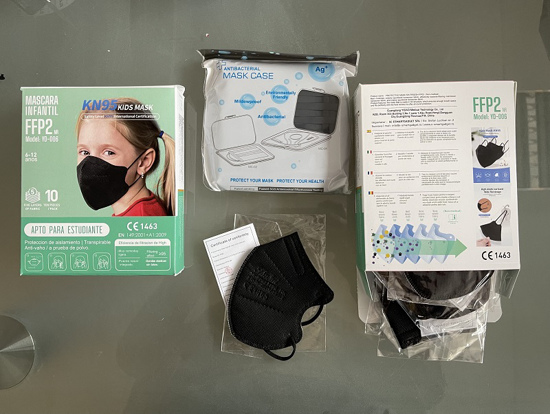 Poza cu Masca KN95 FFP2 , pentru copii 5-12 ani set 10 buc,NEGRU , Plus 1 Buc Cutie Portabile Pentru Depozitare