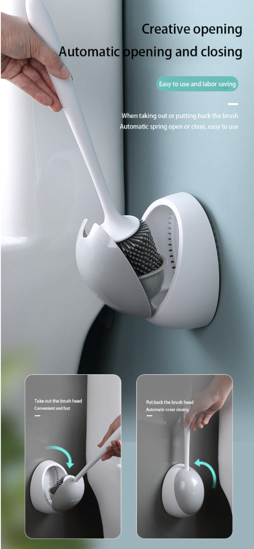 Poza cu Set Perie silicon pentru toaleta cu suport hartie igienica cu raft de depozitare dispenser