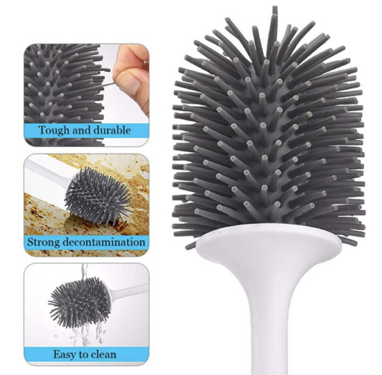 Poza cu Set Perie silicon pentru toaleta cu suport hartie igienica cu raft de depozitare dispenser