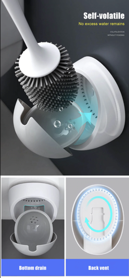 Poza cu Set Perie silicon pentru toaleta cu suport hartie igienica cu raft de depozitare dispenser