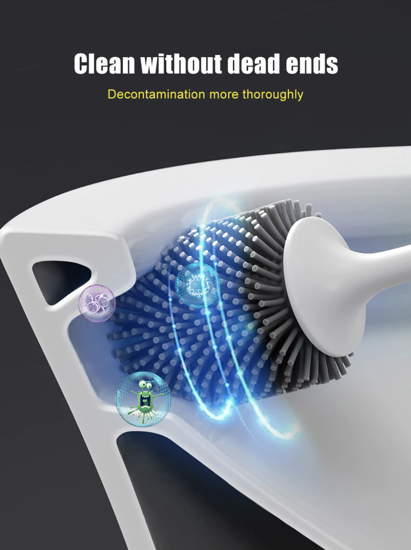 Poza cu Set Perie silicon pentru toaleta cu suport hartie igienica cu raft de depozitare dispenser