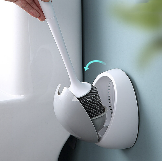 Poza cu Set Perie silicon pentru toaleta cu suport hartie igienica cu raft de depozitare dispenser