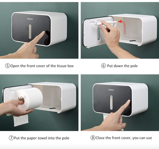 Poza cu Set Perie silicon pentru toaleta cu suport hartie igienica cu raft de depozitare dispenser