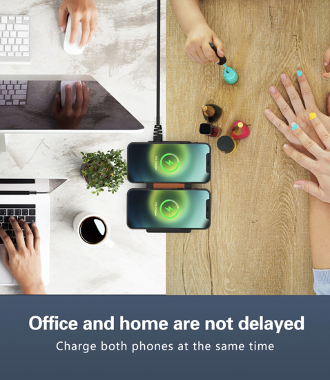 Poza cu 150W, 8 in 1 incarcator USB PD cu 6 porturi si incarcator dublu wireless de 15 W ,Afisaj LED Statie de incarcare ,Alb