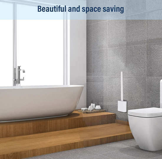 Poza cu Perie Silicon Pentru Toaleta Cu Suport YKM,ALB