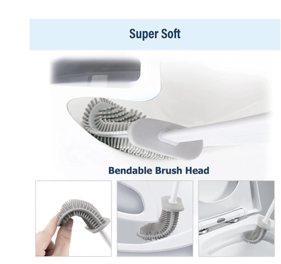 Poza cu Perie Silicon Pentru Toaleta Cu Suport YKM,ALB