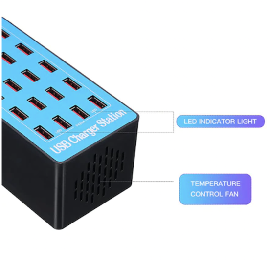 Poza cu Statie de incarcare 100W Smart cu 20 porturi USB 5V 20A si ventilator