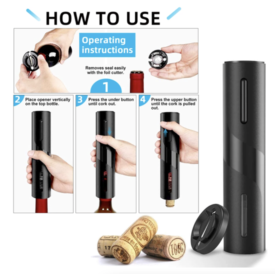 Poza cu Deschizator electric sticle vin, set de lux 4in1