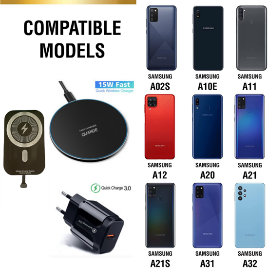 Poza cu Set 3in1 Incarcator Wireless 15W slim pad Super Fast Charge wireless receiver typ-C 10w fast