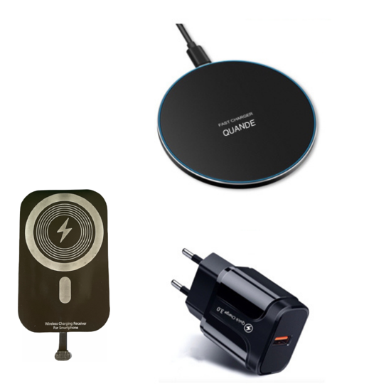 Poza cu Set 3in1 Incarcator Wireless 15W slim pad Super Fast Charge wireless receiver typ-C 10w fast