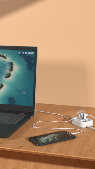 Poza cu Prelungitor 4000W max 16A cu 4 prize electrice, 2 prize USB, Type C, 1,8 m