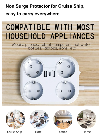 Poza cu Prelungitor 4000W max 16A cu 4 prize electrice, 2 prize USB, Type C, 1,8 m