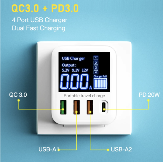Poza cu 40W Quick Charge USB Charger Wall Travel Phone Adapter Fast Charger PD USB C Charger For iPhone 13 12 Xiaomi Huawei Samsung