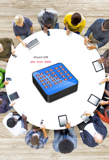Poza cu Statie de incarcare 300W Smart cu 60 porturi USB 5V 60A si ventilator