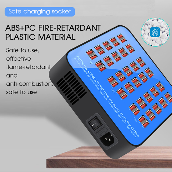 Poza cu Statie de incarcare 300W Smart cu 60 porturi USB 5V 60A si ventilator