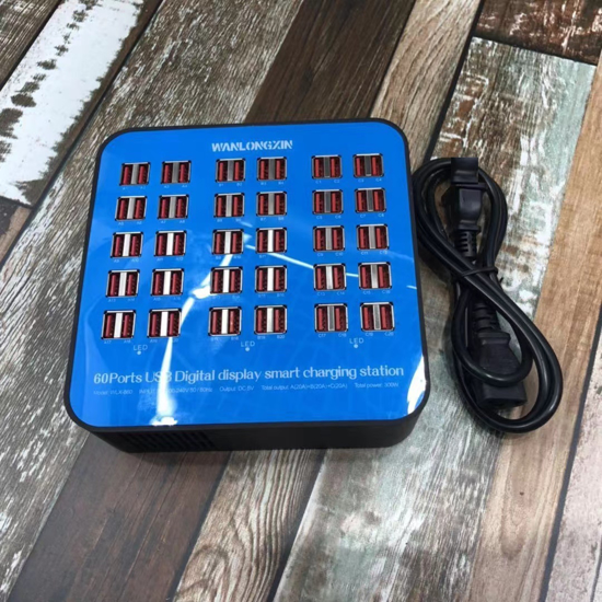 Poza cu Statie de incarcare 300W Smart cu 60 porturi USB 5V 60A si ventilator