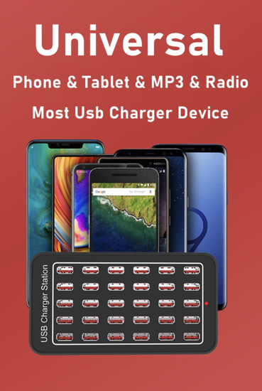 Poza cu Statie de incarcare 150W Smart cu 30 porturi USB 5V 30A si ventilator