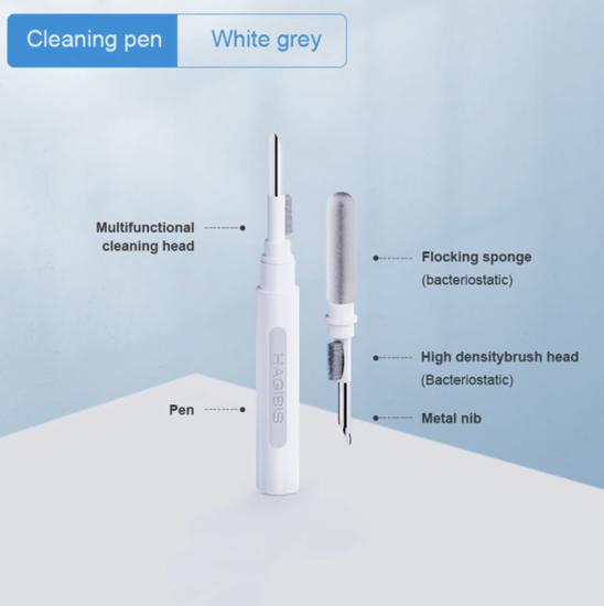 Poza cu Kit pentru curatare casti in ear, trusa 2 piese, stilou cu perie si pix cu plus special concepute pentru curatare carcase si casti