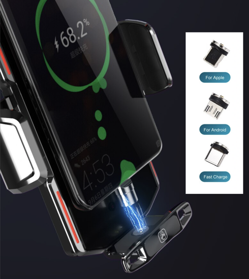 Poza cu 3in1 Incarcator Auto Wireless 15W, Fast charge, Universal, Smart Sensor, Universal, Samsung, iPhones, Huawei