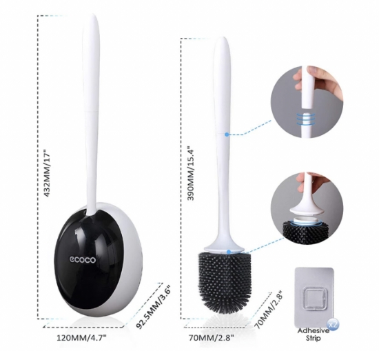 Poza cu Set suport hartie igienica cu raft de depozitare dispenser, Perie silicon pentru toaleta, Suport Pentru Uscator De Par Montat Pe Perete