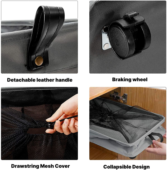 Poza cu Cos de rufe cu 3 compartimente, deluxe, 52 x 46 x 26 cm, Gri, 120L