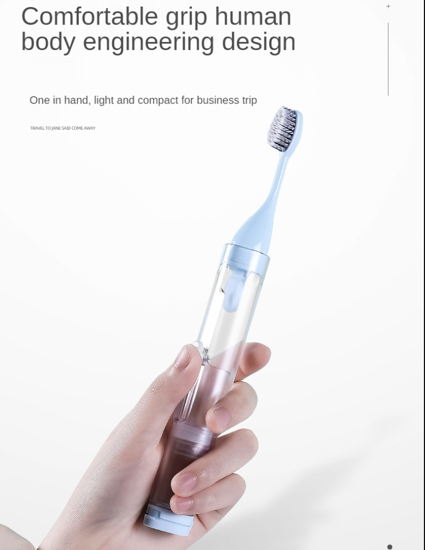 Poza cu Set 2 buc, Periute de dinti pliabile, cu pasta de dinti reincarcabila, ideale pentru voiaj